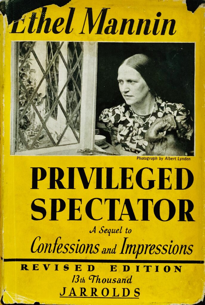 book cover of Ethel Mannin's "Privileged Spectator" revised 1946 edition