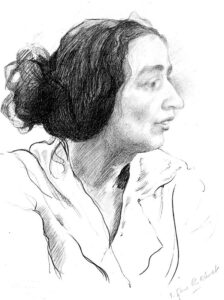 Sylvia Pankhurst sketch by Isaak Brodsky, 1920.