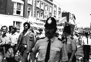 Campaign for Homosexual Equality banner on the march. Campaign for Homosexual Equality banner on the march.