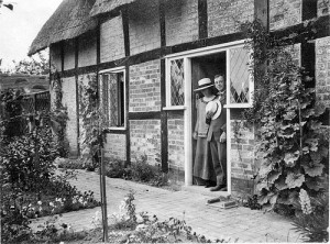 Wilfrid and Geraldine at the door of their cottage, 1914.