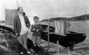 Wilfrid with the eleven-year-old Michael on the deck of the Sea Swallow.